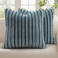 decorUhome Fall Faux Fur Throw Pillow Covers 16x16 Set of 2 Blue Grey | by decorUhome