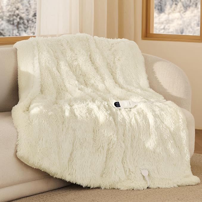 Bedsure Faux Fur Heated Blanket Throw Blanket, Fast Heating Fluffy Electric - Image 9