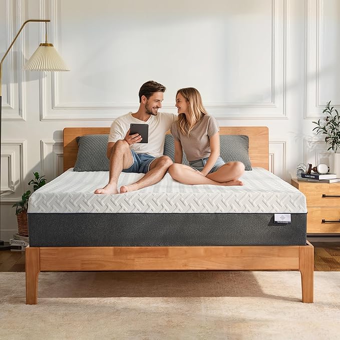 12 Inch Green Tea Memory Foam Mattress, Queen Memory Foam Mattress in a Box, Gel Infused Foam for Pressure Relief and Cool Sleep, CertiPUR-US Certified, Medium Firm