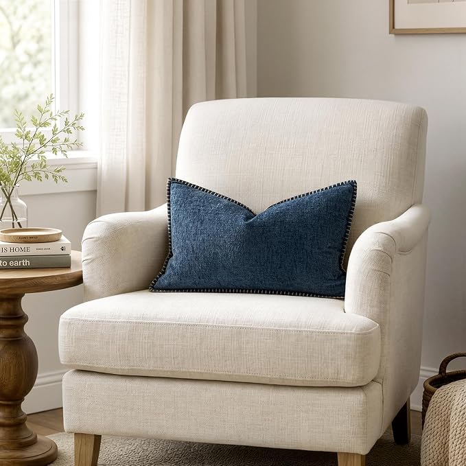 MIULEE Decorative Lumbar Throw Pillow Covers 12x20 Inch Dark Blue 2 Pack | - Image 4