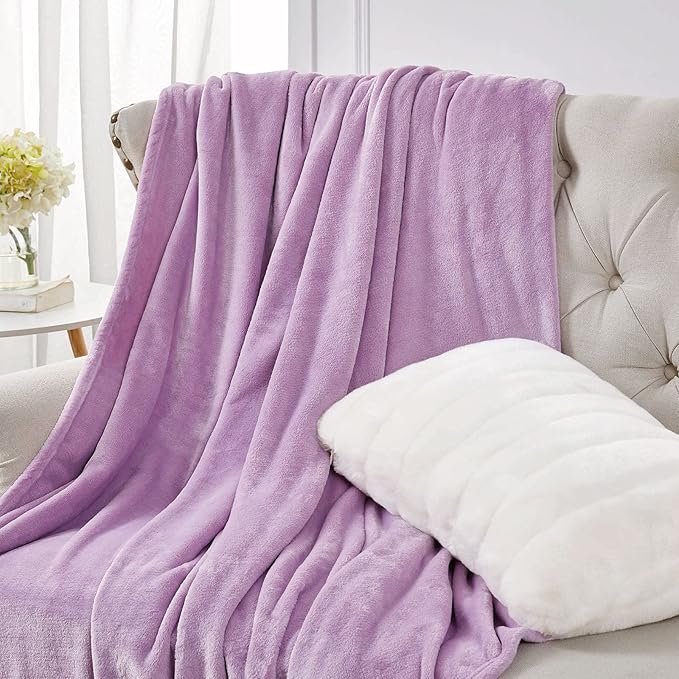 Walensee Fleece Blanket Plush Throw Fuzzy Lightweight (XL-Twin Size 66x90 Lilac) Super Soft Microfiber Flannel Blankets for Couch, Bed, Sofa Ultra Luxurious Warm and Cozy for All Seasons