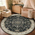 RELEANY Washable Area Rug, Round 5ft, Water Repellent, Pet Friendly, Vintage by RELEANY