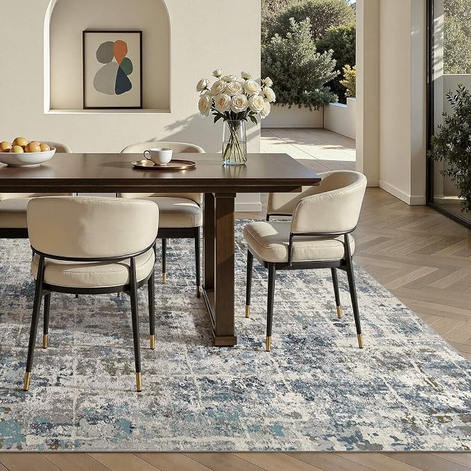 DMOYEST Area Rug Living Room Rugs 8x10 Washable Abstract Carpet | Neutral - Image 4