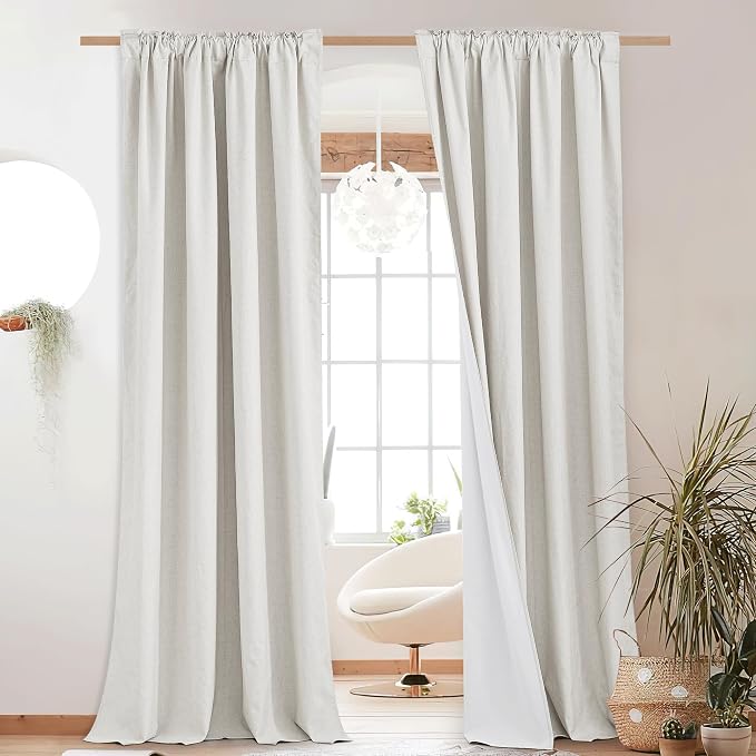 NICETOWN 100% Absolutely Blackout Linen Curtains - Image 8