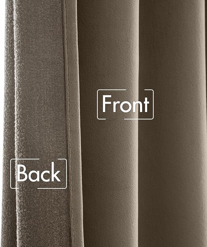 MIULEE Taupe Velvet Curtains 52x96 inches Luxury Blackout Curtains | Thermal - Image 6