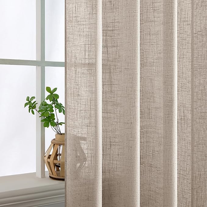 MIULEE Natural Linen Curtains 52x96 Inch Long 2 Panels - Image 5