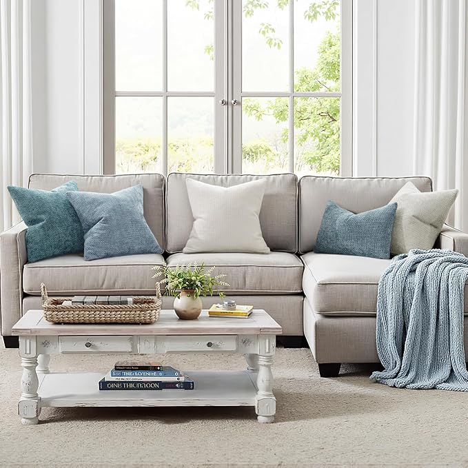 MIULEE Decorative Couch Throw Pillow Covers 18x18 Inch Light Blue 2 Pack | - Image 2