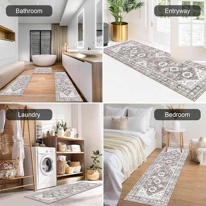 HEBE Boho Kitchen Rugs Set of 3, Non Slip Washable Kitchen Mats - Image 5