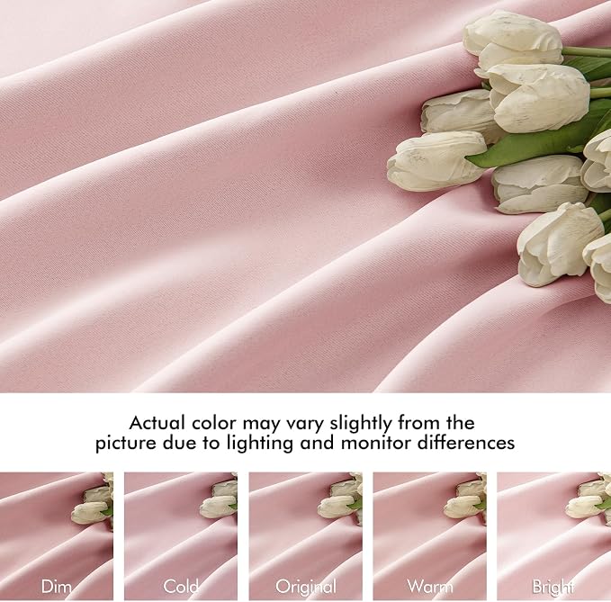 MIULEE Light Pink Back Tab Blackout Curtains 66x96 Inch Length 2 Panels Set | - Image 8