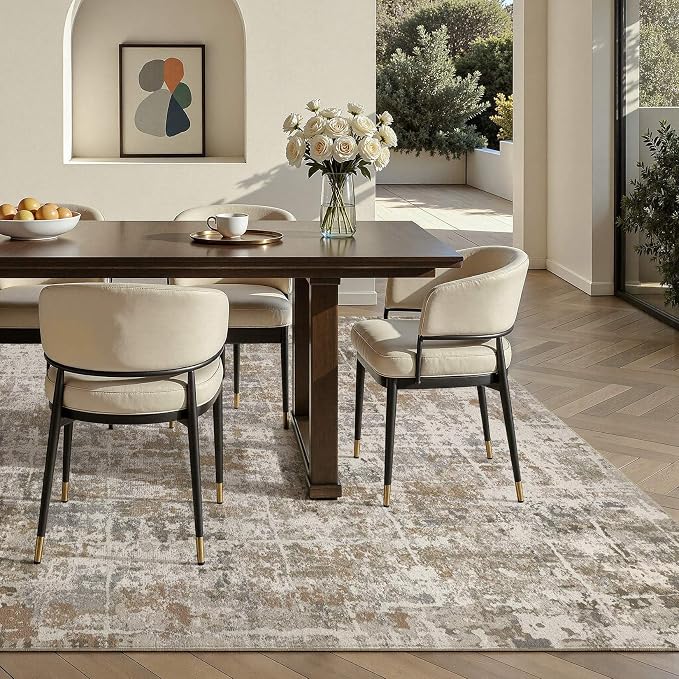 DMOYEST Area Rug Living Room Rugs 6x9 Washable Abstract Carpet | Neutral Modern - Image 6