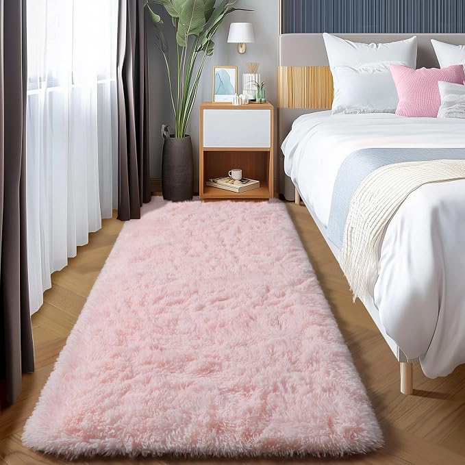 Pink Runner Rugs for Girls Bedroom Living Room, 2x6 Fluffy Bedside Area Rug | - Image 7