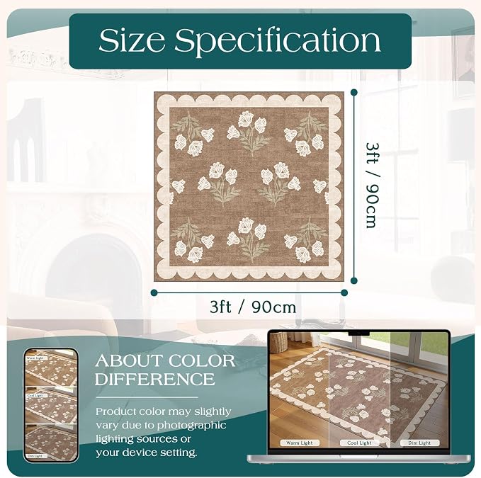 3x3 Square Entryway Rug - Image 2