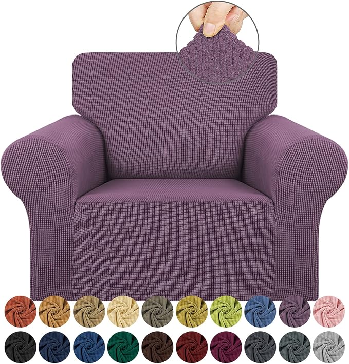 Stretch Chair Sofa Slipcover, Single Couch Cover, Dark Purple | 1-Piece by KEKUOU