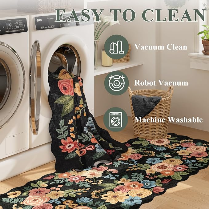 DUKINO 8x10 Area Rug for Living Room, Floral Washable Rug Non Slip, Low Pile - Image 5