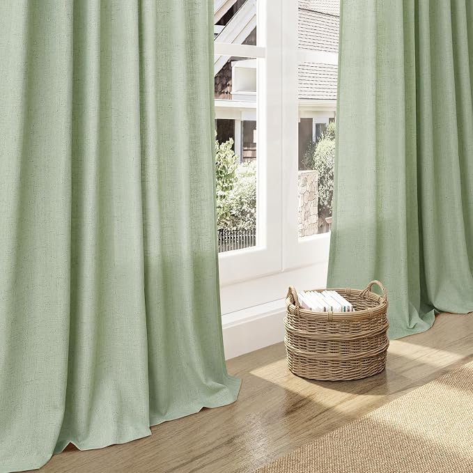 Mist Sage Linen Curtains 84 Inch Length 2 Panels Set - Image 6