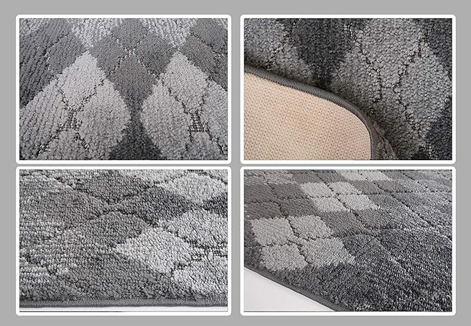 Custom Length Hallway Runner Rug, Slip Resistant, Squares Anthracite, 26 Inch X - Image 5