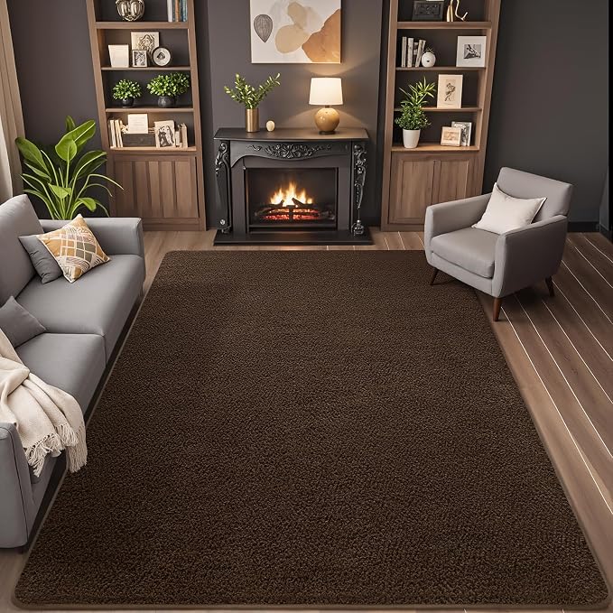 5x7 Area Rugs for Living Room Non Slip Dorm Bedroom Rug, Coffee | Modern Area - Image 8