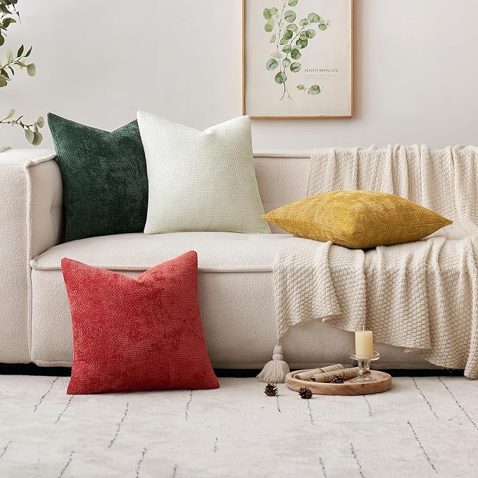 MIULEE Decorative Couch Throw Pillow Covers 18x18 in Pure White 2 Pack | Modern - Image 2