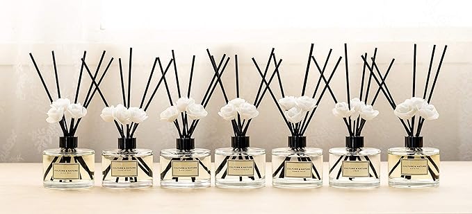 CULTURE & NATURE Reed Diffuser Set 6.7oz (200ml) Musky Sage Scented Diffuser with Sticks Home Fragrance Reed Diffuser for Bathroom Shelf Decor