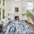 4x6 Area Rugs for Living Room: Washable Abstract Blue Grey Badroom Carpet | by GENTDRIZZ
