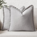 MIULEE Boho Linen Fringe Decorative Throw Pillow Covers Light Grey 20x20 | Set by MIULEE