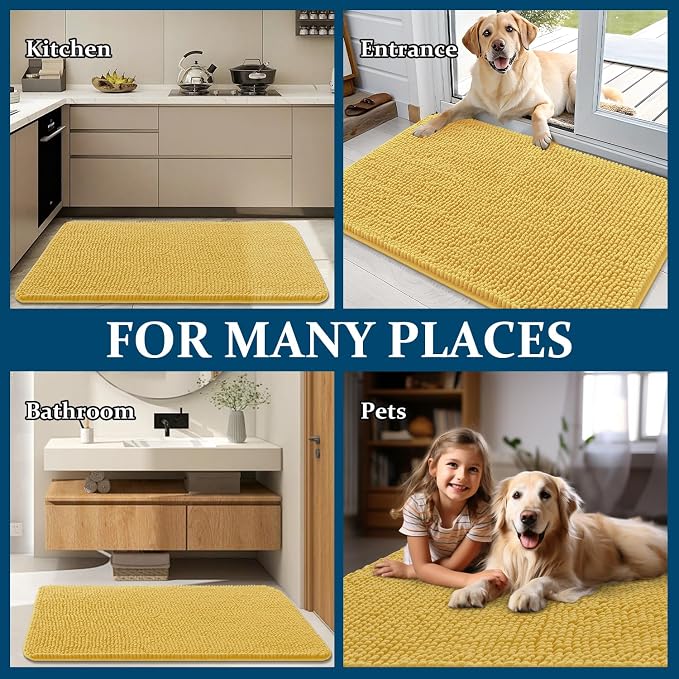OLANLY Dog Door Mat for Muddy Paws 47x32, Super Absorbent Chenille Mud Mat | - Image 8