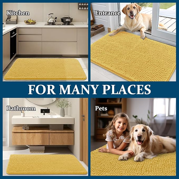 OLANLY Dog Door Mat for Muddy Paws 59x20, Super Absorbent Chenille Mud Mat | - Image 8