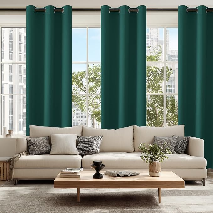 Blackout Curtains for Bedroom, Hunter Green, 38 x 84 Inch, 2 Panels | Thermal - Image 6