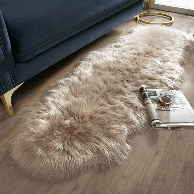 Ashler Faux Fur Rug, 2 x 6 Feet, Machine Washable | Fluffy Shaggy Rug, Ultra - Image 2