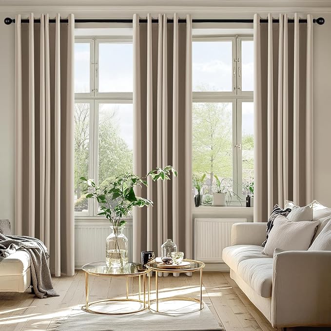 MIULEE Blackout Curtains for Bedroom 2 Panels 40 x 72 Inch Long Taupe | Thermal - Image 6