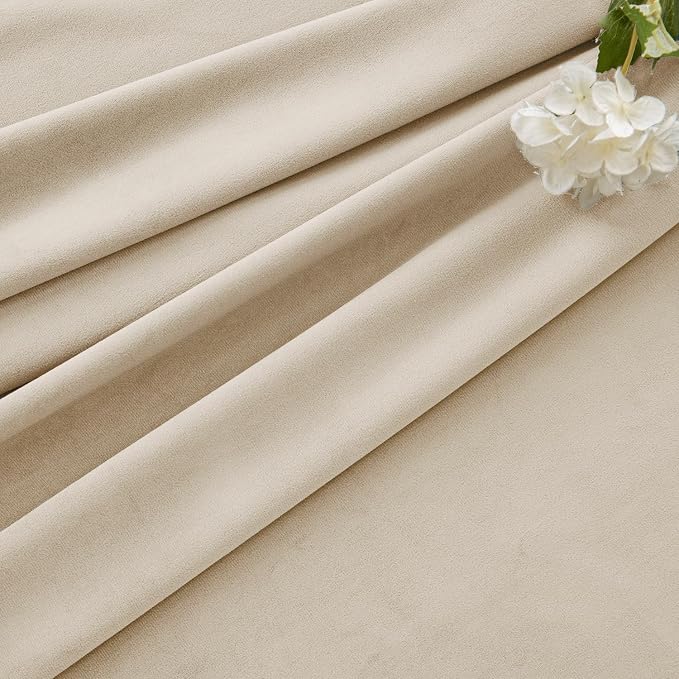 MIULEE Velvet Curtains 50W x 108L 2 Panels Beige Blackout Curtains | Luxury - Image 7