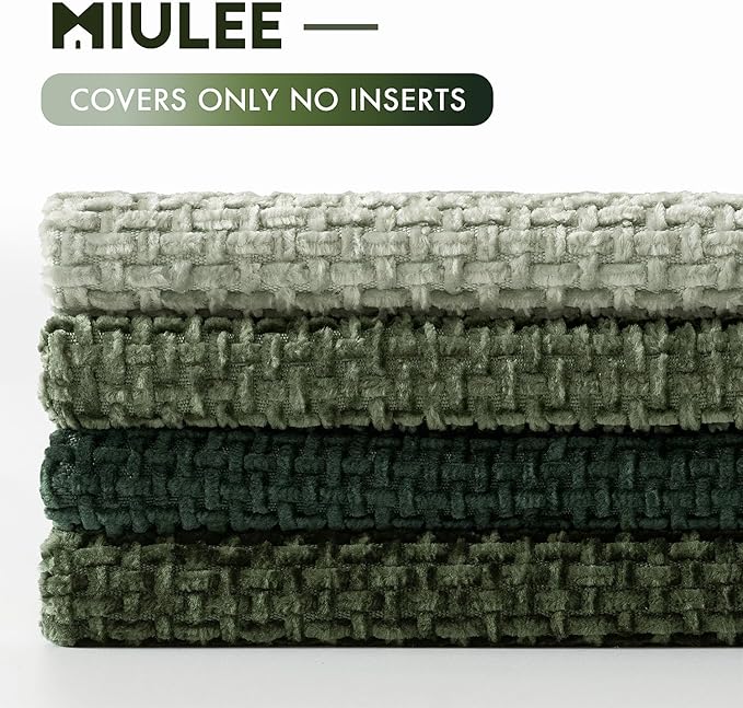 MIULEE Soft Decorative Chenille Pillow Covers Forest Green 20x20 Pack of 4 | - Image 6