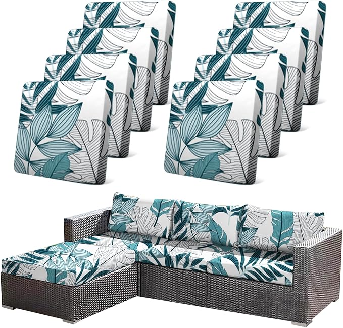 CALBODE 8Pcs Stretch Patio Cushion Cover Outdoor Cushion Cover Replacement by CALBODE