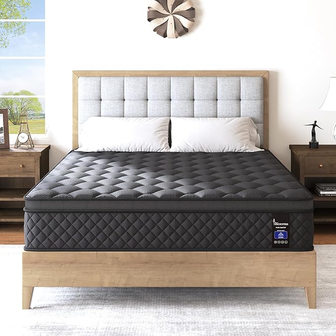 King Mattress, 10 Inch Hybrid Mattresses Euro Top Medium Firm for Back & Lumbar Support, 100 Night Trial, Individual Pocket Spring Bed for Motion Isolation & Pressure Relief
