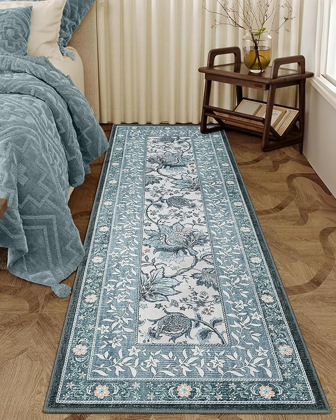 GarveeHome Provence Misty Blue 2x6 Washable Kitchen Runner Rugs Non Slip - Image 4