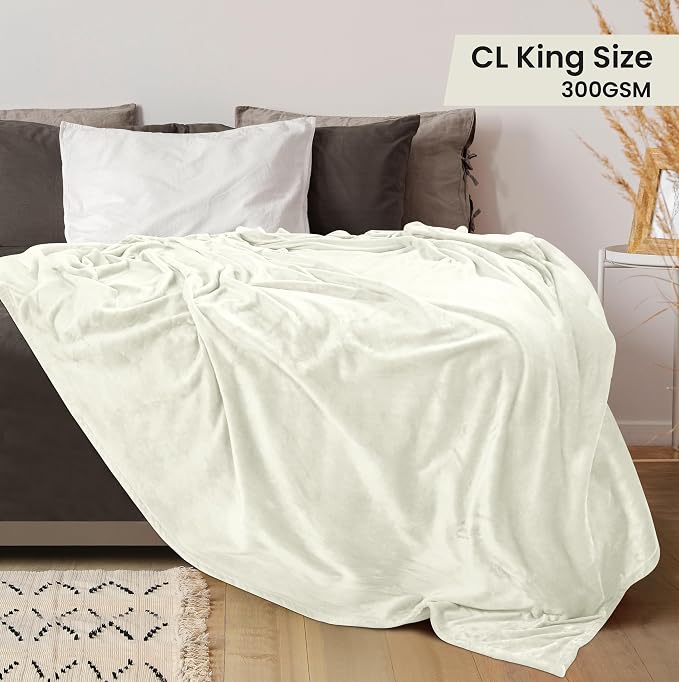 Utopia Bedding Fleece Bed Blanket California King Size Ivory | Microfiber Plush - Image 2