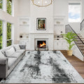 2'6''x8' Runner Rugs Washable Rug: Modern Abstract Black White Grey Carpet | by GENTDRIZZ