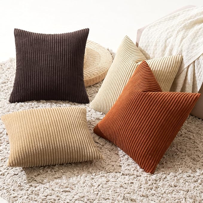 MIULEE Fall Decorative Throw Pillow Covers Chocolate Brown Rust 18x18 | Set of 4 - Image 4