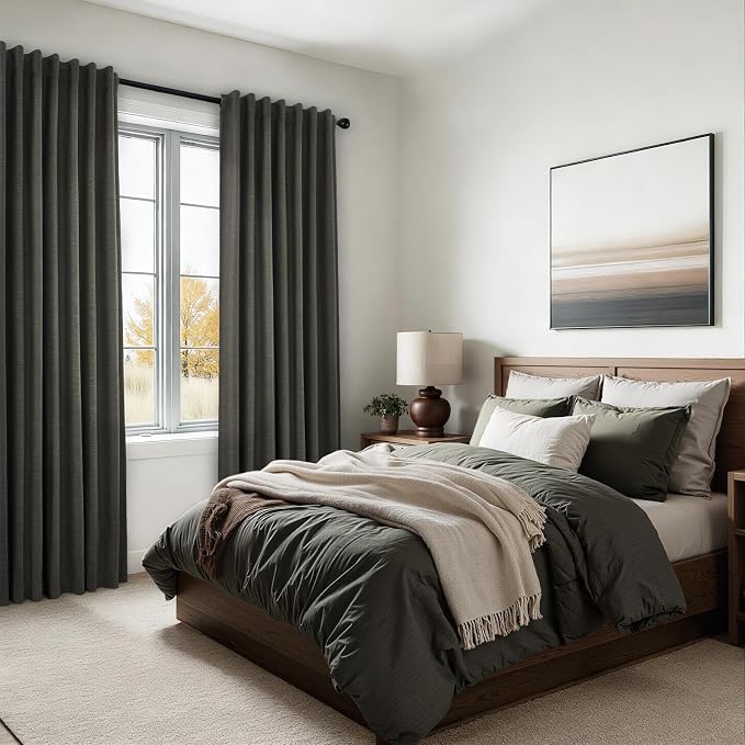 95 Inch Long Gray Blackout Curtains - Image 7