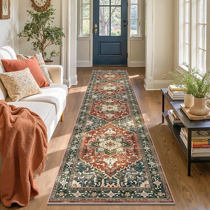 Yamaziot Washable Runner Rug, 2x10 Non-Slip Boho Hallway Kitchen Rug | Stain by Yamaziot