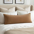 MIULEE Decorative Linen Lumbar Pillow Cover 14x36 Inch Brown | Fall Autumn Boho by MIULEE
