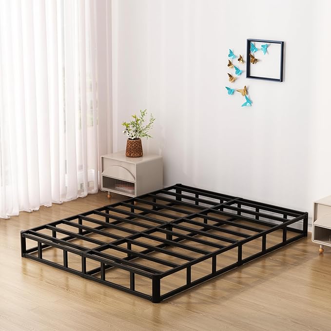 7 Inch King Box Spring Bed Base, Low Profile Metal Box Spring King with Fabric Cover, 3000 Lbs Max Weight Capacity Mattress Foundation, Noise-Free, Easy Assembly