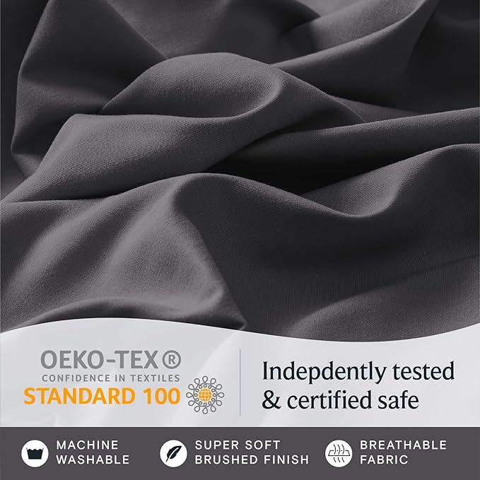 LuxClub Twin XL Sheets - Soft Kids Twin Bed Sheets for Boys and Girls, 3 PC Deep Pockets Wrinkle Free Kids Fitted Sheets Machine Washable Hotel Bedding Silky Soft- Dark Grey Twin XL