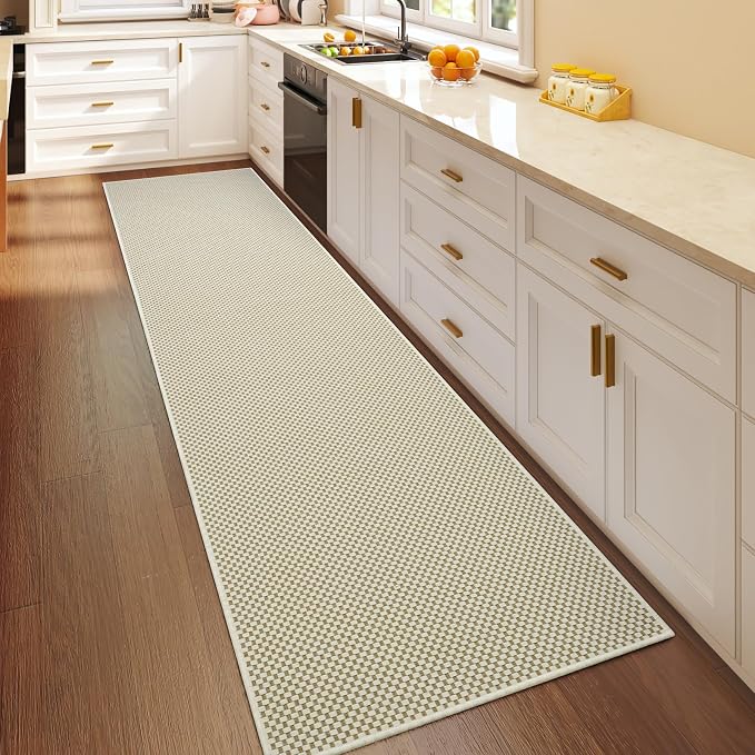Hallway Runner Rug Extra Long Kitchen Runner Washable Beige 2x8 ft | Boho Woven - Image 3