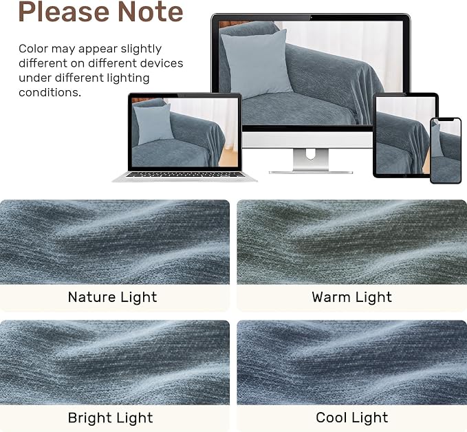 2 Pieces Sectional Couch Covers L Shaped Cover XXXL Dusty Blue | Thick Washable - Image 8