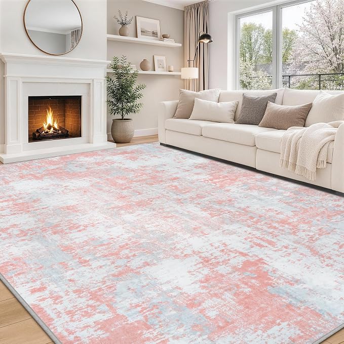 Aelenmu 10x14 Area Rugs for Living Room Dining Room Washable Pink | Soft Modern by Aelenmu