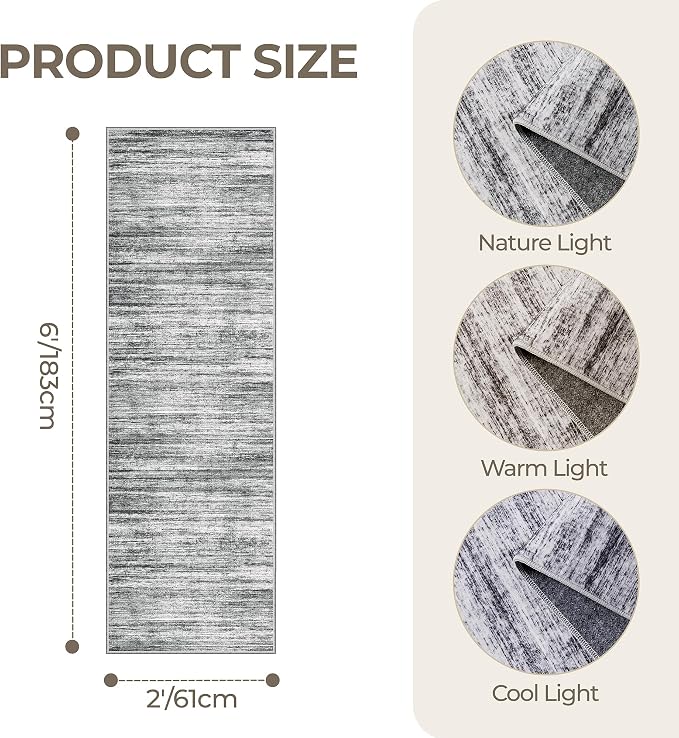 2x6 Runner Rug Non Slip, Washable Hallway Runner Rug, Nursery Room, Soft Runner - Image 2