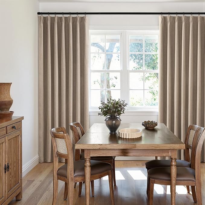 MIULEE Copper Brown Pinch Pleated 100% Blackout Linen Curtains 40x84 Inches | - Image 7