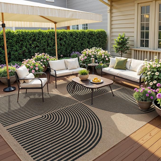 Lahome Modern Rainbow Easy Jute 9x12 Rug, Large Non Slip Indoor Outdoor Rug | - Image 2