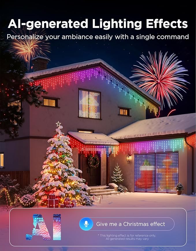 Govee Christmas Lights 2, RGBWIC 99FT 300LEDs Holiday String Lights with Shape Mapping Function, Smart LED Decoration for Indoor Outdoor Tree, 130+ Preset Scenes, Voice and APP Control, Clear Wire